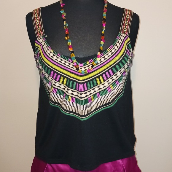 Body Central Embroidered Boho Top M Forever 21 Pink Magenta Satin Mini Skirt L - Picture 2 of 11